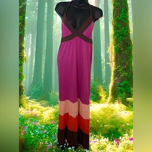 Roxy boho maxi Pink and Brown Dress